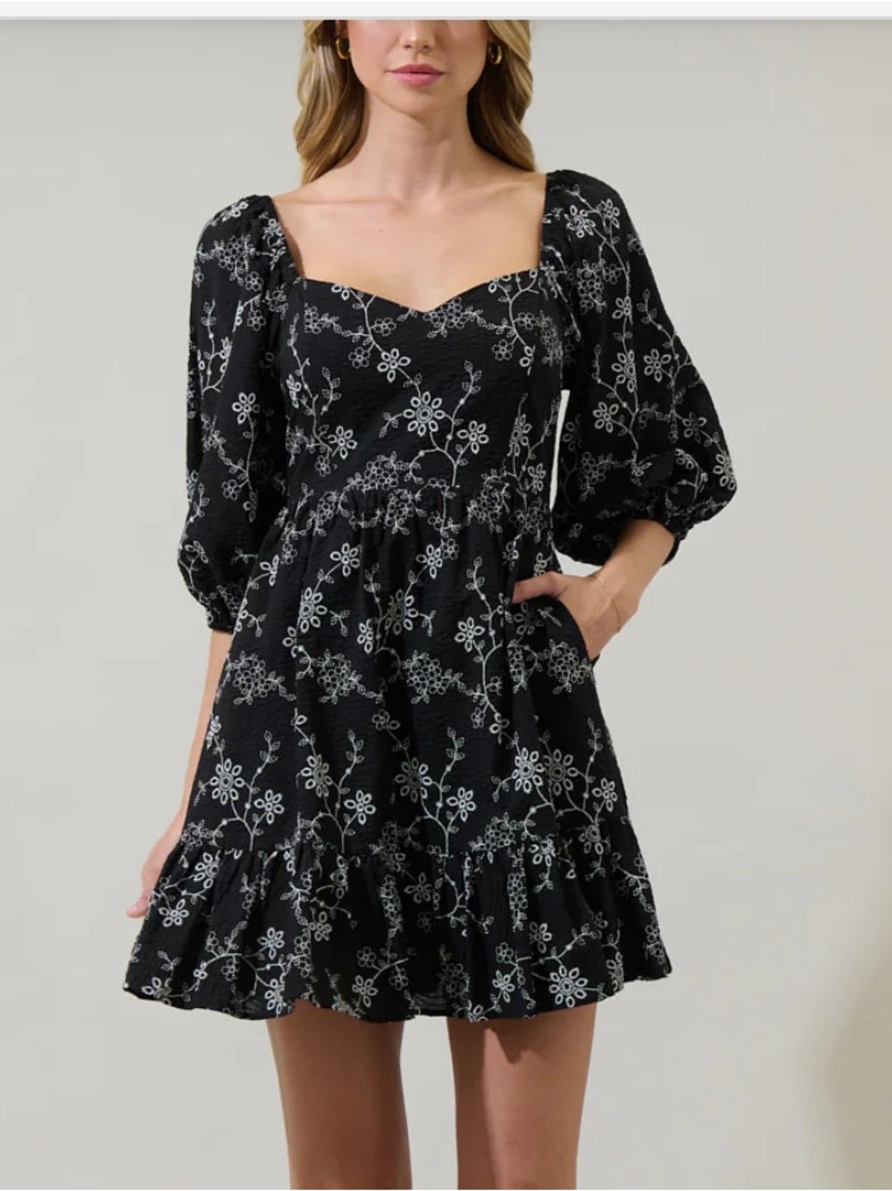 Sugarlips Patricia Floral Eyelet Evy Sweetheart Mini Dress